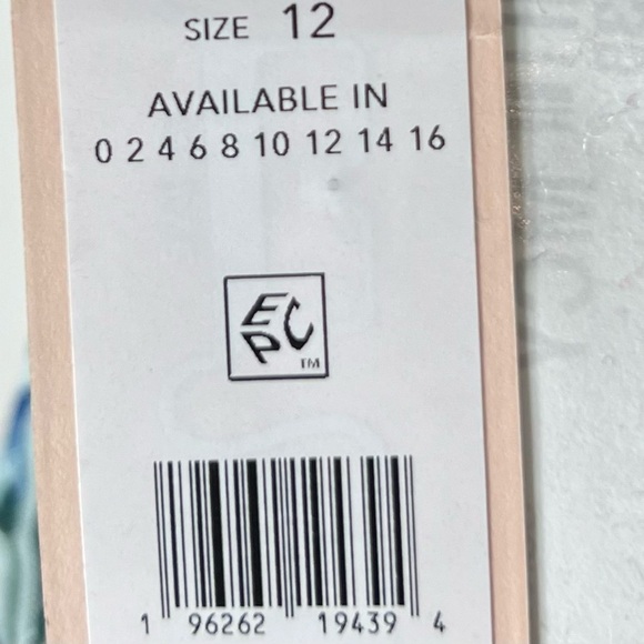 BCBGeneration Square Neck Mini Dress Women's 12 Geo Floral Ruffled Zip Closure - Picture 8 of 14